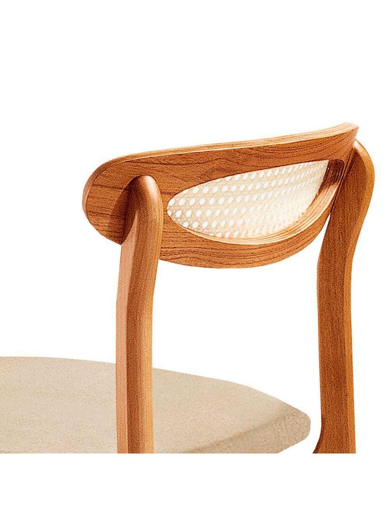 Conjunto 2 Cadeira De Jantar Noronha Premium Moderna Mobília Linho Off / Imbuia Nat