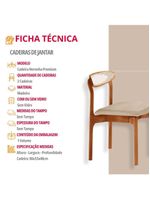 Conjunto 2 Cadeira De Jantar Noronha Premium Moderna Mobília Linho Off / Imbuia Nat