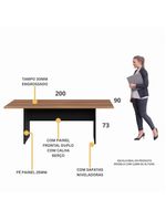 Mesa De Escritório Reunião 200cm Multimóveis Cr25333 Sevilha Preto
