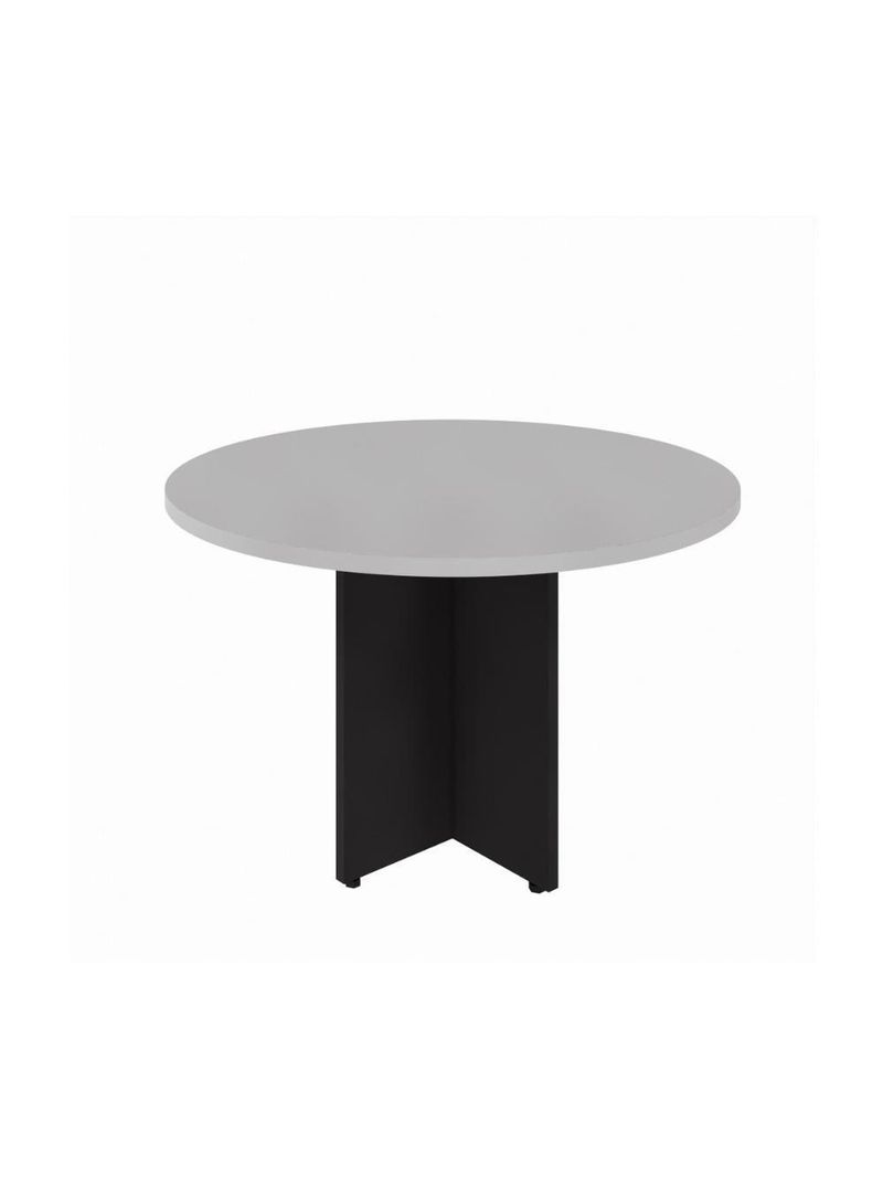 Mesa Escritório De Reunião 110cm Redonda Multimóveis Cr25330 Cinza Preto