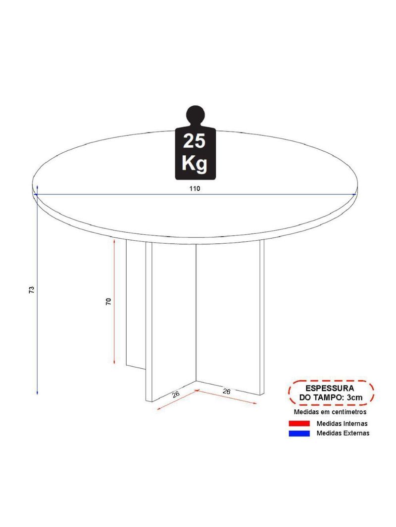 Mesa Escritório De Reunião 110cm Redonda Multimóveis Cr25330 Cinza Preto