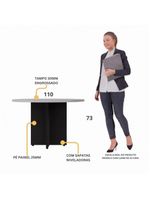 Mesa Escritório De Reunião 110cm Redonda Multimóveis Cr25330 Cinza Preto