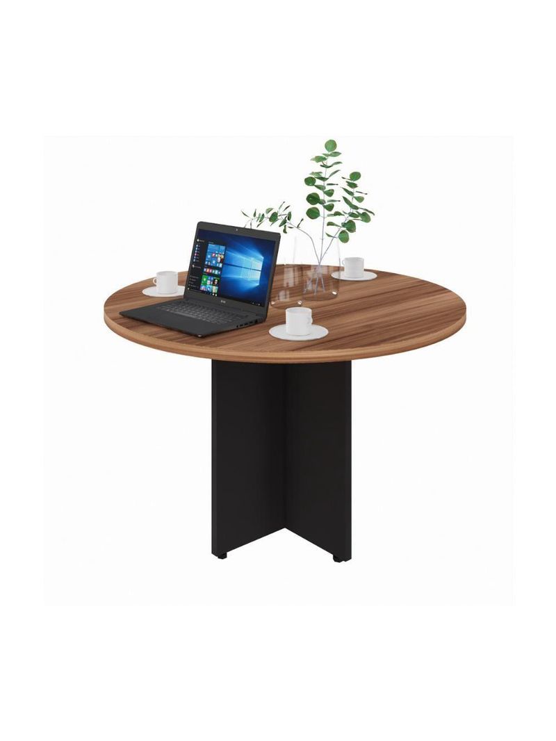 Mesa Escritório De Reunião 110cm Redonda Multimóveis Cr25330 Sevilha Preto