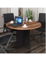 Mesa Escritório De Reunião 110cm Redonda Multimóveis Cr25330 Sevilha Preto