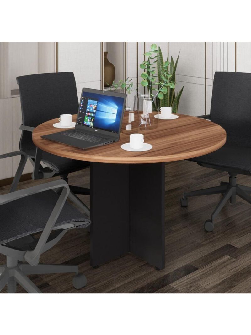 Mesa Escritório De Reunião 110cm Redonda Multimóveis Cr25330 Sevilha Preto