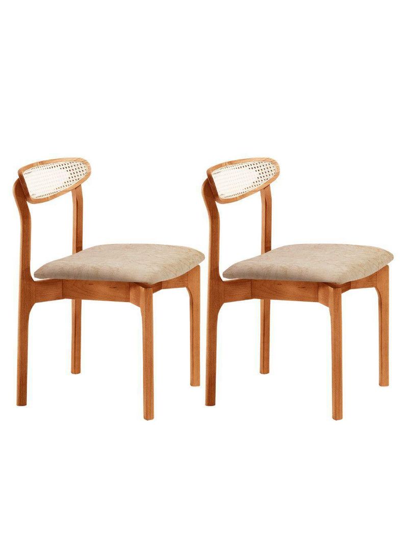 Conjunto 2 Cadeira De Jantar Noronha Premium Moderna Mobília Milano / Imbuia Nat