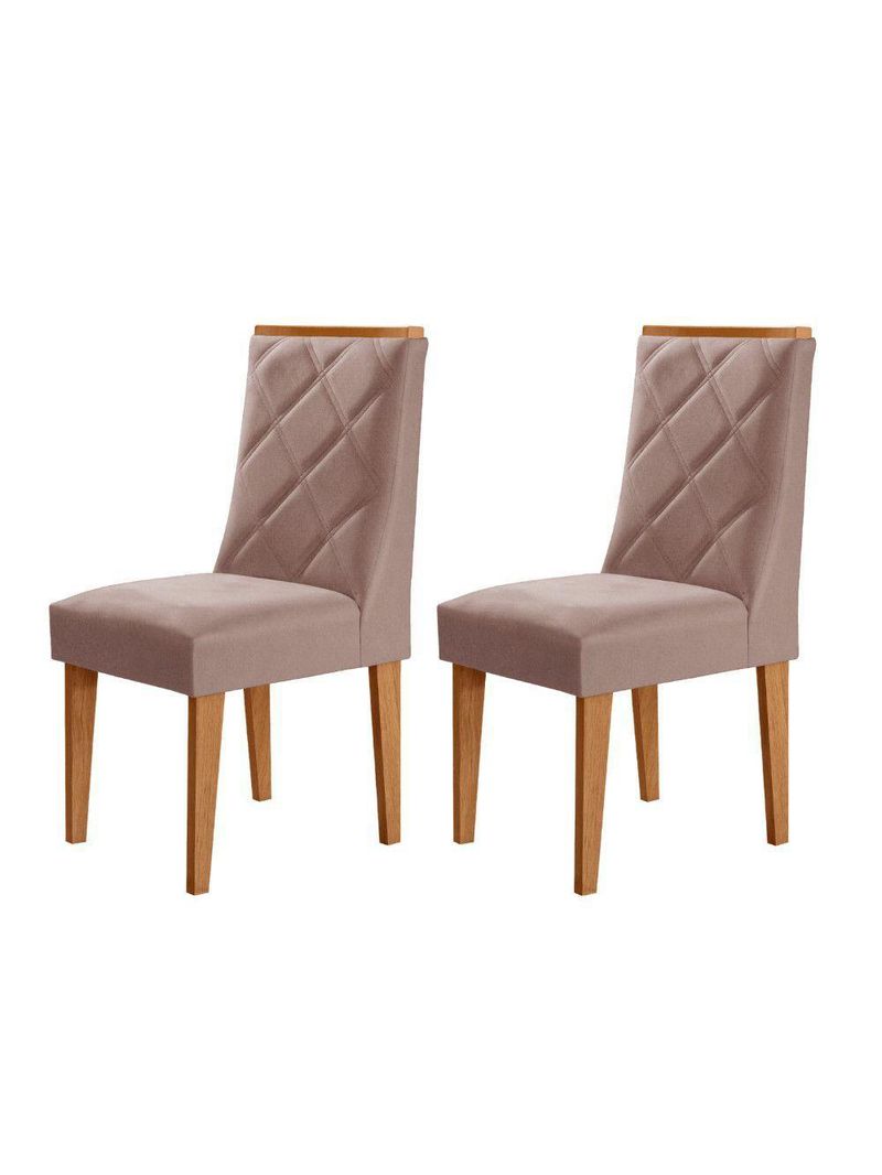 Conjunto Com 2 Cadeiras MDF Isadora Linho Capuccino/Naturale