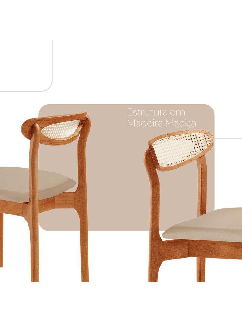 Conjunto 2 Cadeira De Jantar Noronha Premium Moderna Mobília Vel Creme /imbuia Natural
