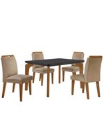 Conjunto Mesa Liz 120cm Com Vidro 4 Cadeiras Athenas Moderna Turim/grafite/imbuia/