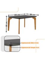 Conjunto Mesa Liz 120cm Com Vidro 4 Cadeiras Athenas Moderna Turim/grafite/imbuia/