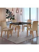 Conjunto Mesa Liz 120cm Com Vidro 4 Cadeiras Athenas Moderna Turim/grafite/imbuia/