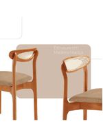 Conjunto 2 Cadeira De Jantar Noronha Premium Moderna Mobília Linho Palha / Imbuia Nat