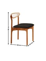 Conjunto 2 Cadeira De Jantar Noronha Premium Moderna Mobília Linho Preto / Imbuia Nat