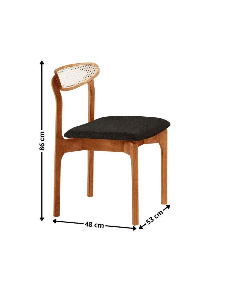 Conjunto 2 Cadeira De Jantar Noronha Premium Moderna Mobília Linho Preto / Imbuia Nat