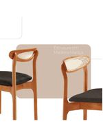 Conjunto 2 Cadeira De Jantar Noronha Premium Moderna Mobília Linho Preto / Imbuia Nat