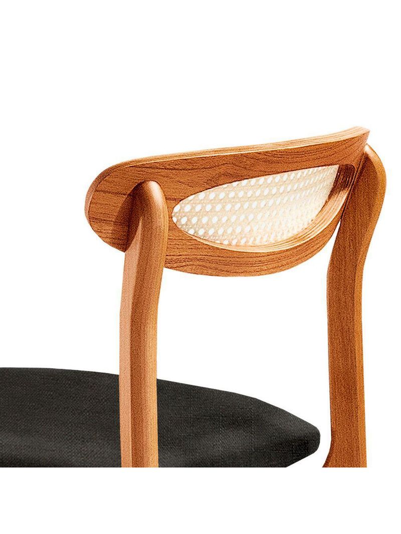 Conjunto 2 Cadeira De Jantar Noronha Premium Moderna Mobília Linho Preto / Imbuia Nat