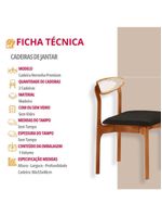 Conjunto 2 Cadeira De Jantar Noronha Premium Moderna Mobília Linho Preto / Imbuia Nat