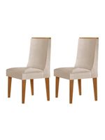 Conjunto Com 2 Cadeiras Moderna Mobília Veludo Creme