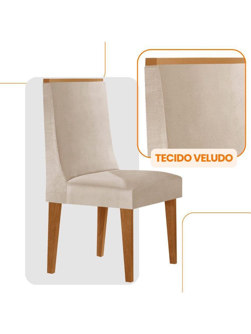 Conjunto Com 2 Cadeiras Moderna Mobília Veludo Creme