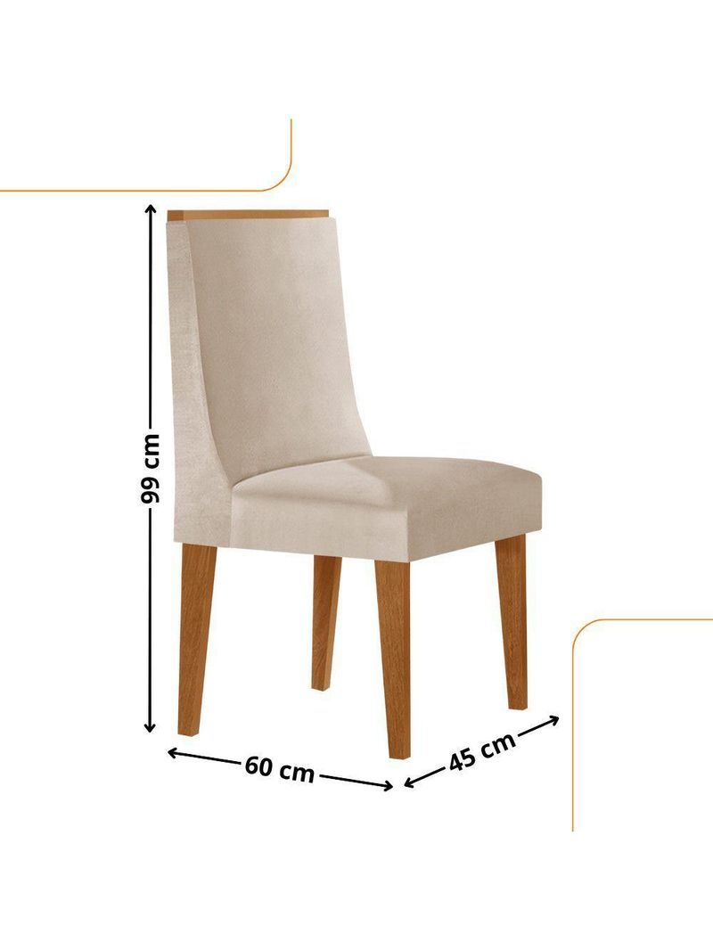 Conjunto Com 2 Cadeiras Moderna Mobília Veludo Creme