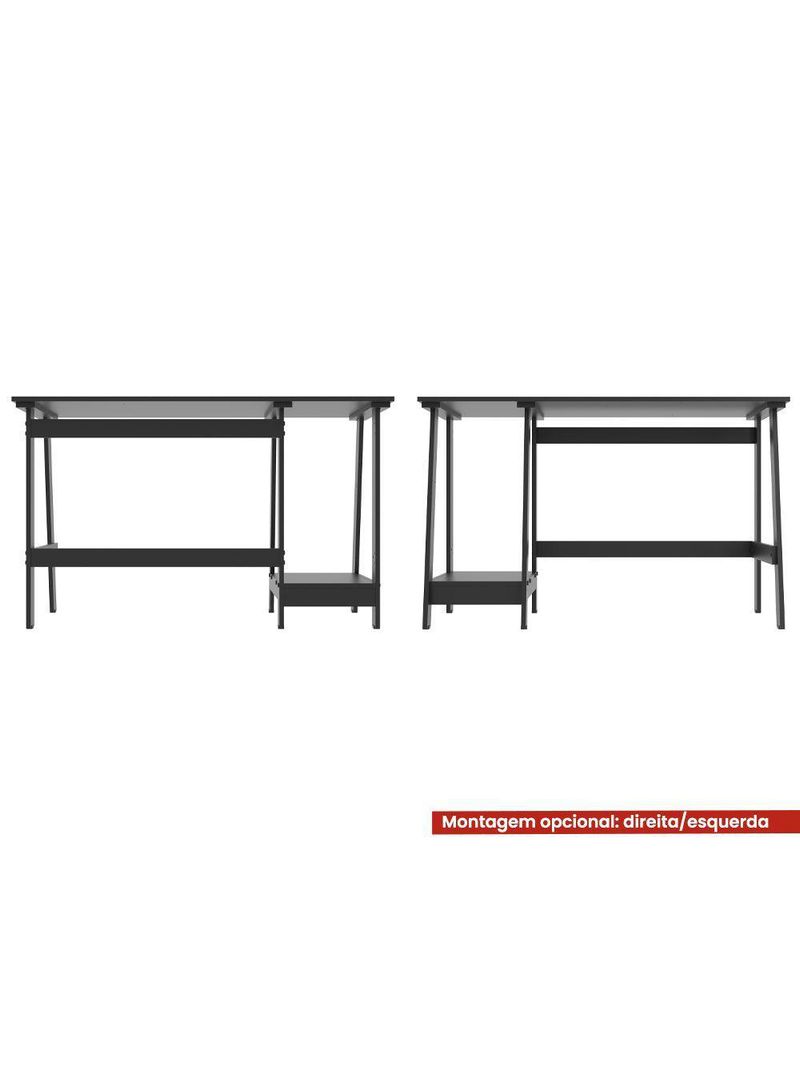Mesa Escritório Escrivaninha Ditália Mc-190 Preto