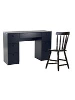 Mesa de Escritório Ditália 7 Gavetas  Cadeira Pe-100 Preto
