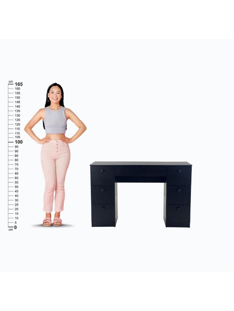 Mesa de Escritório Ditália 7 Gavetas  Cadeira Pe-100 Preto