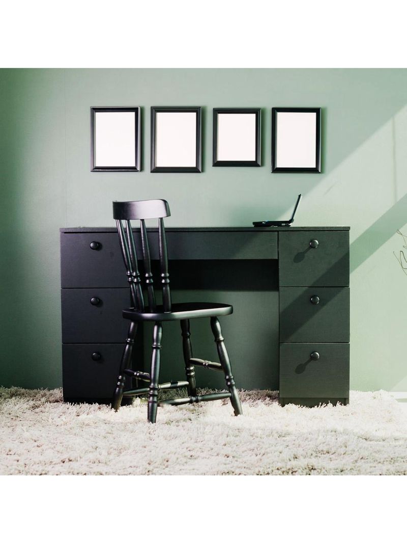 Mesa de Escritório Ditália 7 Gavetas  Cadeira Pe-100 Preto