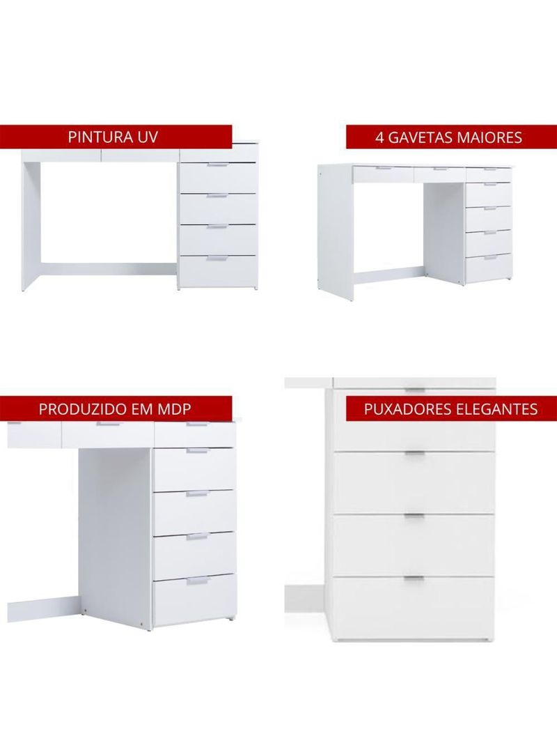 Mesa De Escritório Ditália 7 Gavetas Com Cadeira Pe-90