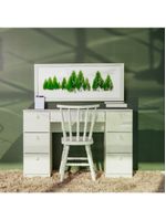 Mesa De Escritório Ditália 7 Gavetas  Cadeira Pe-100 Branco