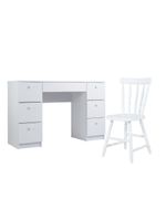 Mesa De Escritório Ditália 7 Gavetas  Cadeira Pe-100 Branco