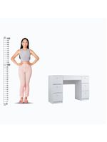 Mesa De Escritório Ditália 7 Gavetas  Cadeira Pe-100 Branco