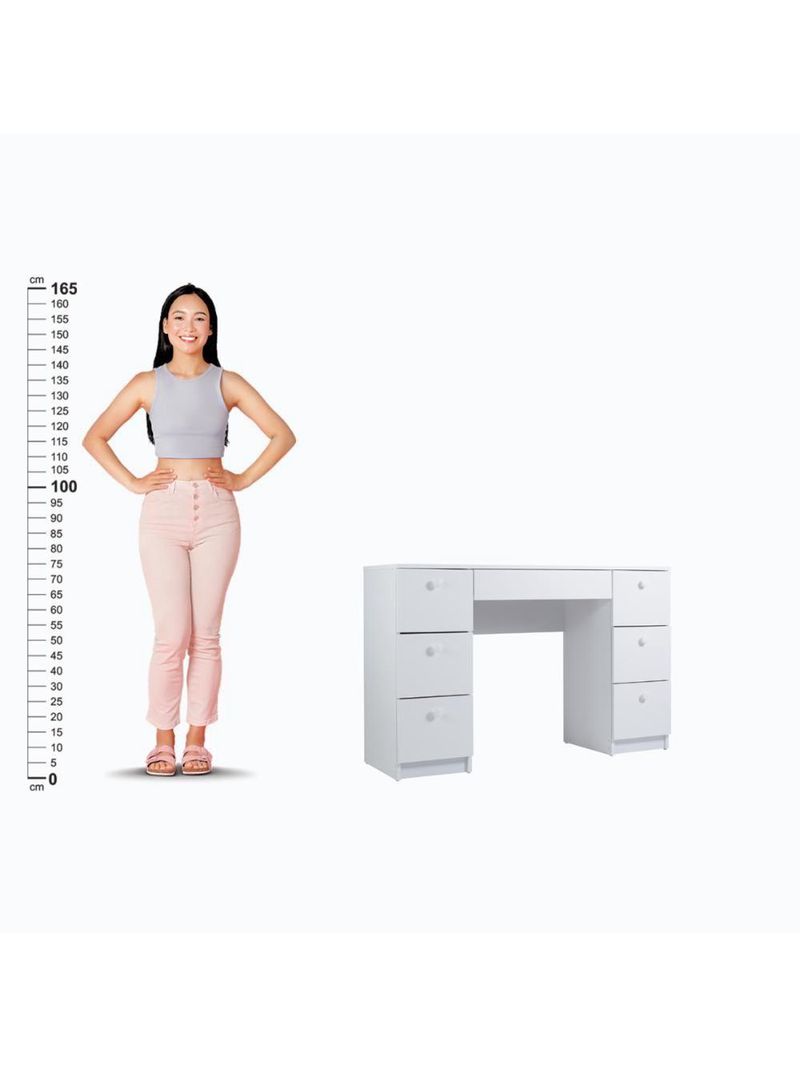 Mesa De Escritório Ditália 7 Gavetas  Cadeira Pe-100 Branco