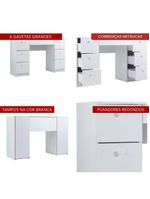 Mesa De Escritório Ditália 7 Gavetas  Cadeira Pe-100 Branco