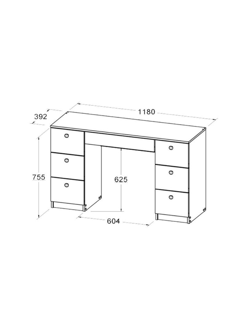 Mesa De Escritório Ditália 7 Gavetas  Cadeira Pe-100 Branco