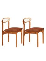Conjunto 2 Cadeira De Jantar Noronha Premium Moderna Mobília Star Puce/imbuia Natural
