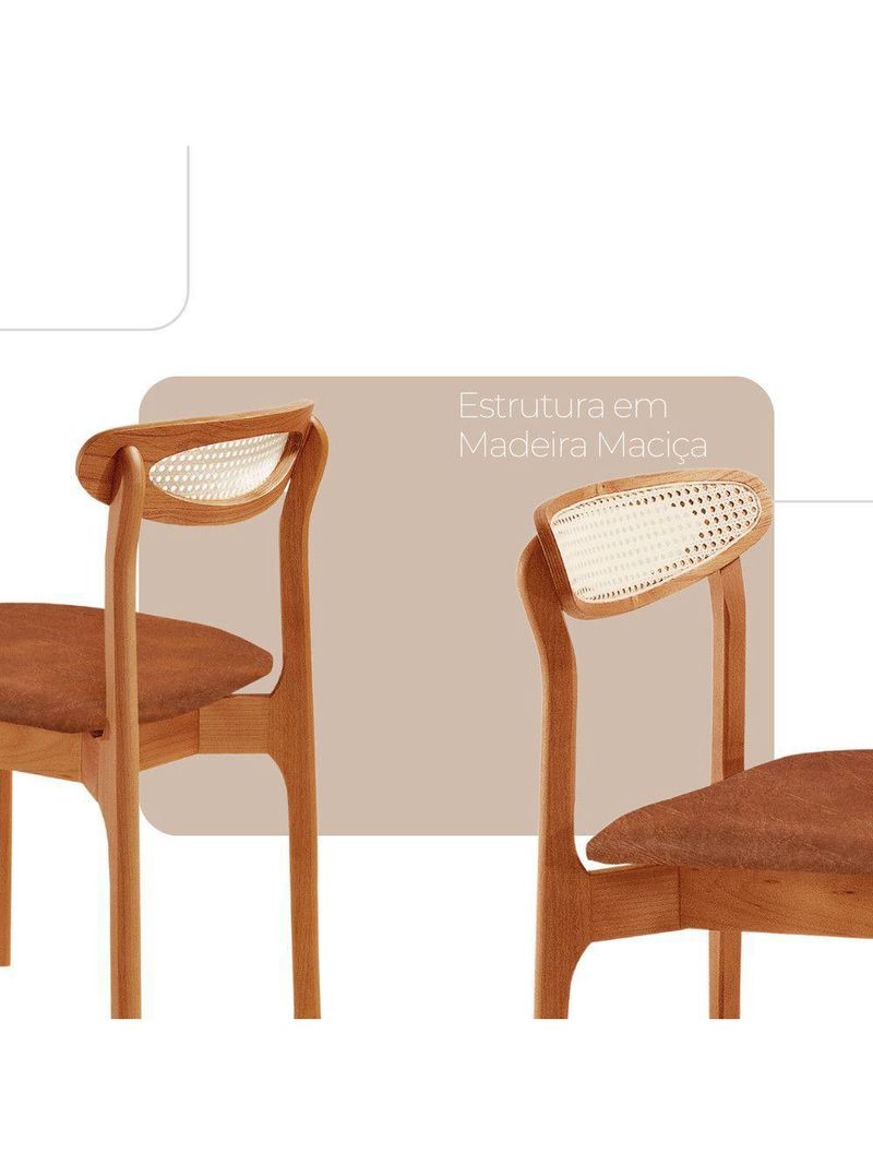 Conjunto 2 Cadeira De Jantar Noronha Premium Moderna Mobília Star Puce/imbuia Natural