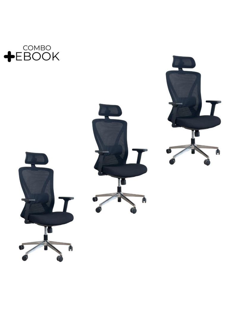 Kit 3 Cadeiras De Escritório Presidente Oficial Work