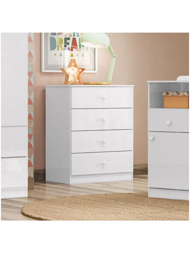 Cômoda Infantil 04 Gavetas Labirinto Henn Branco