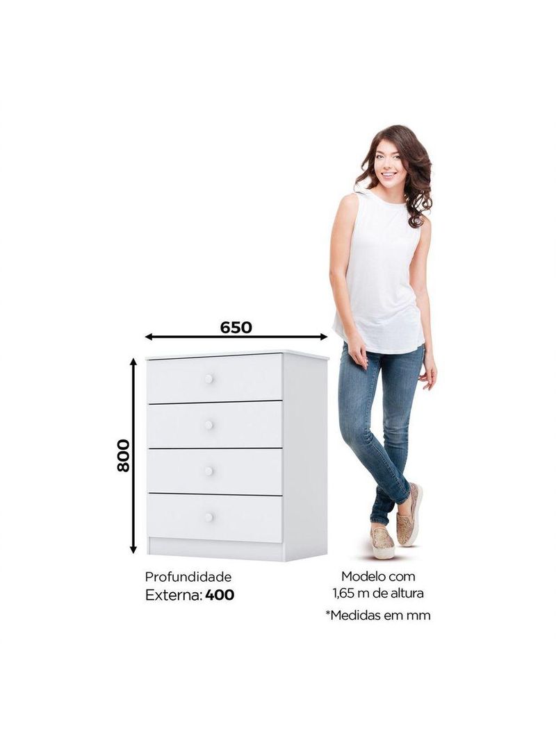 Cômoda Infantil 04 Gavetas Labirinto Henn Branco