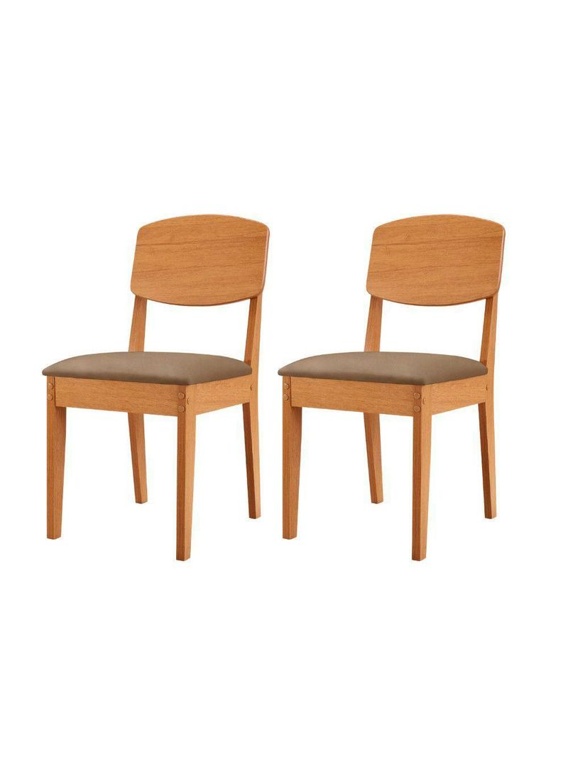 Conjunto 2 Cadeiras MDF Copper Veludo Capuccino/Naturalle
