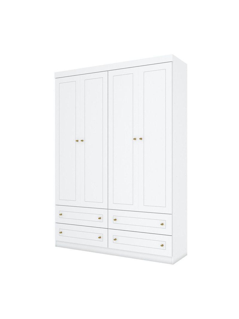Guarda Roupa Infantil Maryland 4 Portas de Bater 4 Gavetas Branco Hp