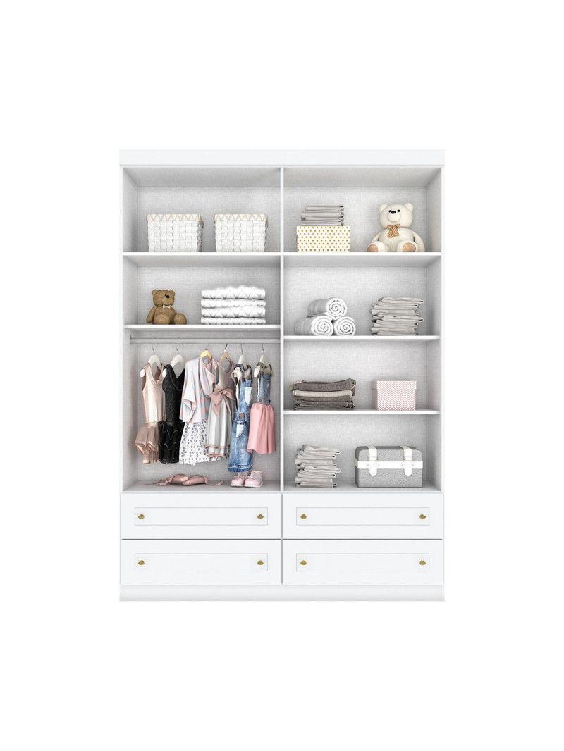 Guarda Roupa Infantil Maryland 4 Portas de Bater 4 Gavetas Branco Hp