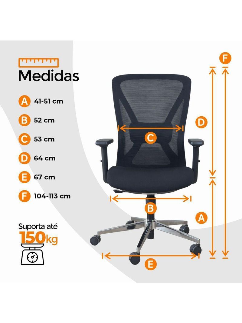 Kit 3 Cadeiras De Escritório Sem Apoio Oficial Work