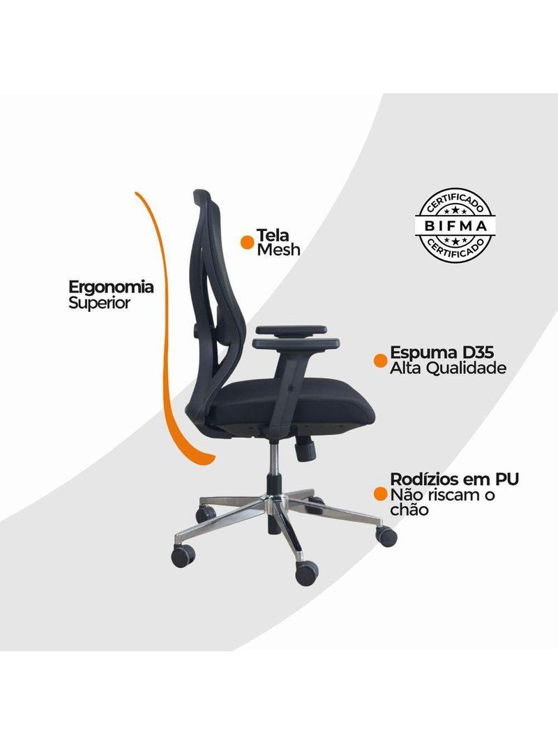 Kit 3 Cadeiras De Escritório Sem Apoio Oficial Work