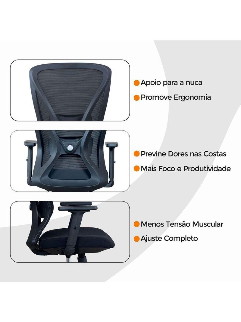 Kit 3 Cadeiras De Escritório Sem Apoio Oficial Work