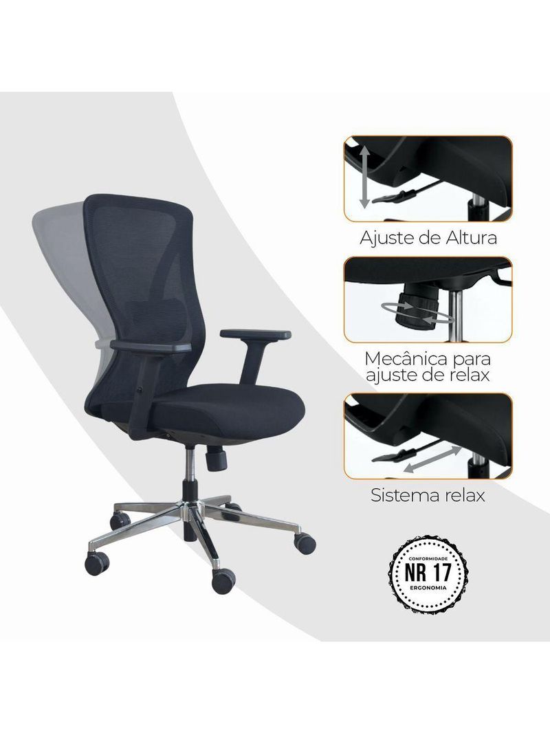 Kit 3 Cadeiras De Escritório Sem Apoio Oficial Work