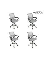 Kit 4 Cadeiras De Escritório Oficial Begonia Tela Mesh Ergonômica Cinza