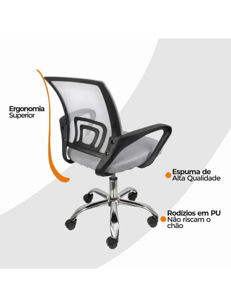 Kit 4 Cadeiras De Escritório Oficial Begonia Tela Mesh Ergonômica Cinza