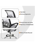 Kit 4 Cadeiras De Escritório Oficial Begonia Tela Mesh Ergonômica Cinza